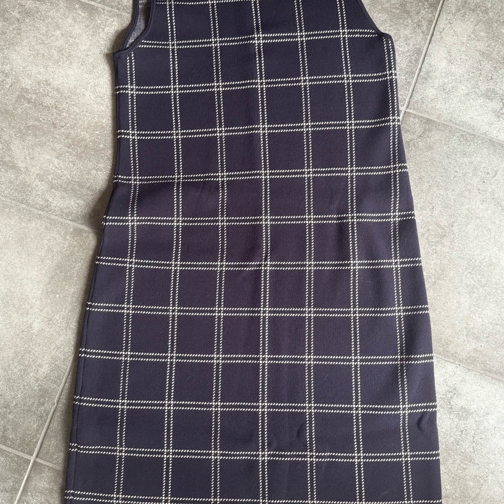 Ann Taylor Navy and White Textured Dress